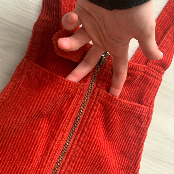 Forever 21 Red Corduroy Overalls Mini Dress w/ Pockets!! ❤️ - Picture 4 of 9